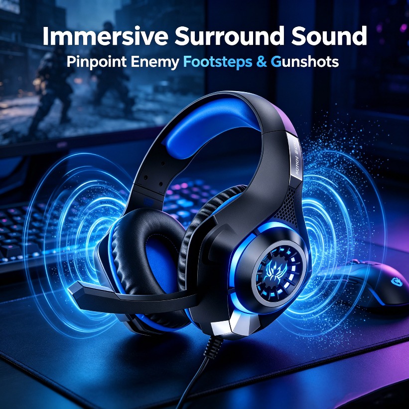 Gaming Headset With Mic Rgb - Игровые наушники LED с микрофоном, RGB-подсветкой,