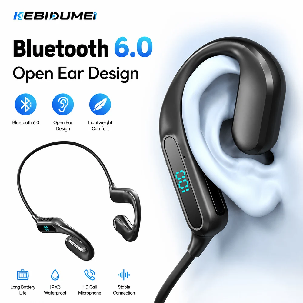 Open Ear Air Conduction Headphones - Беспроводные наушники KEBIDUMEI Bluetooth 6.0 с